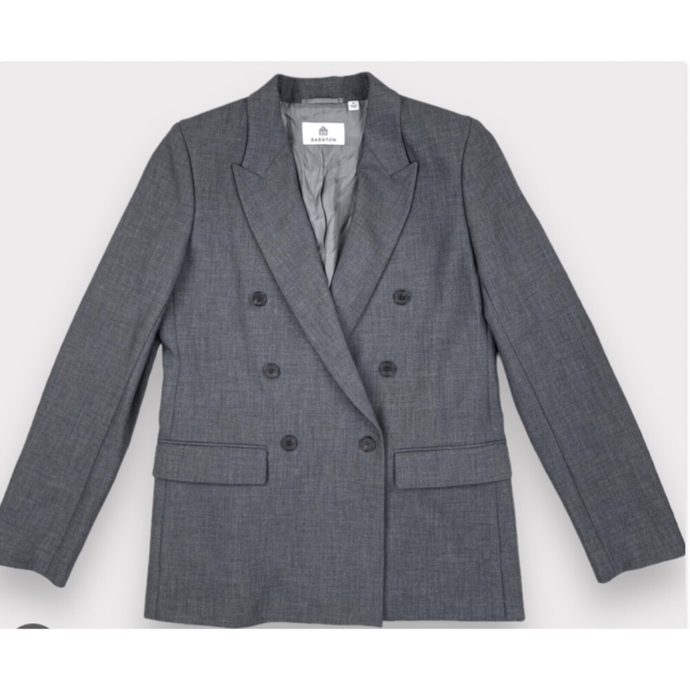 Aritzia Babaton Index Blazer Women's 16 Gray Double Breasted